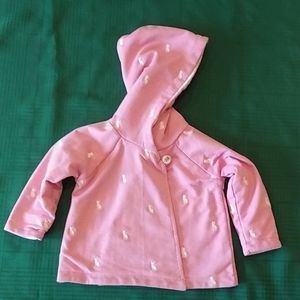 Hatley Girl's Pink Hooded Sweater With Cat Print